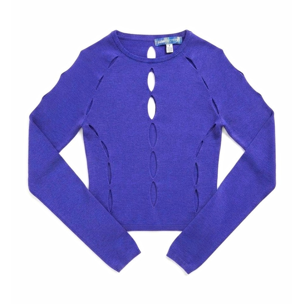 Urban Outfitters Purple Solid Knit Cutout Crewneck Pullover Sweater Women S